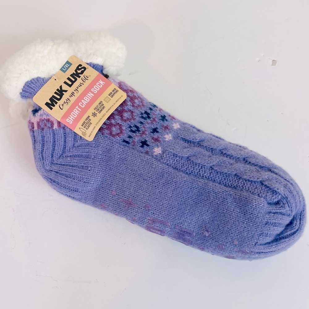 Muk Luks Lavender Short Cozy Cabin Socks Size L/XL